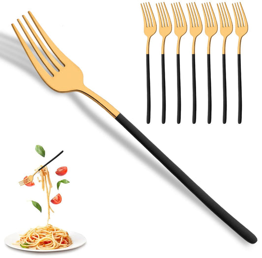 8 Garfos de Jantar Pretos Talheres Aço Inoxidável 18/10 Utensílios de Cozinha Ocidentais Conjunto de Garfos para Restaurante