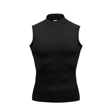Training Exercise Sleeveless T-shirts Men Fitness Running Vests Turtleneck Elastic Quick Dry Compression Shirt Gym Tank Tops