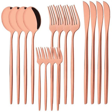 Conjunto de Talheres de Aço Inoxidável 16 Peças Rainbow para Jantar Faca Garfo de Bolo Colher Conjunto de Talheres de Mesa de Cozinha