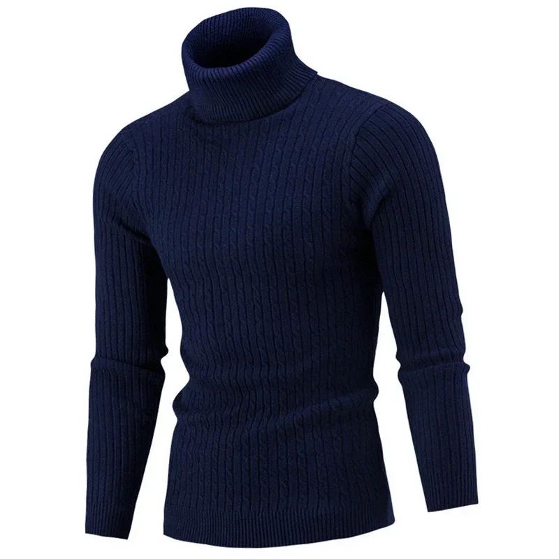 2025 Men's Warm Sweater Long Sleeve Turtleneck Sweater Retro Knitted Pullover Sweaters