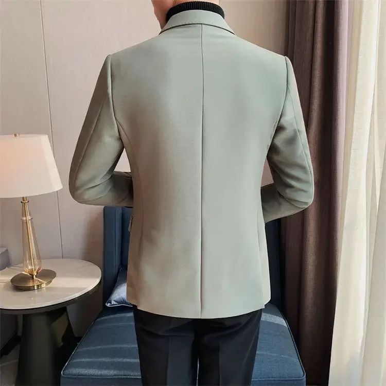 Jacket for Men Dress Jackets Coats Double Breasted Black Business Man Suits and Blazers Simple New in Korean Style Clothes 2025