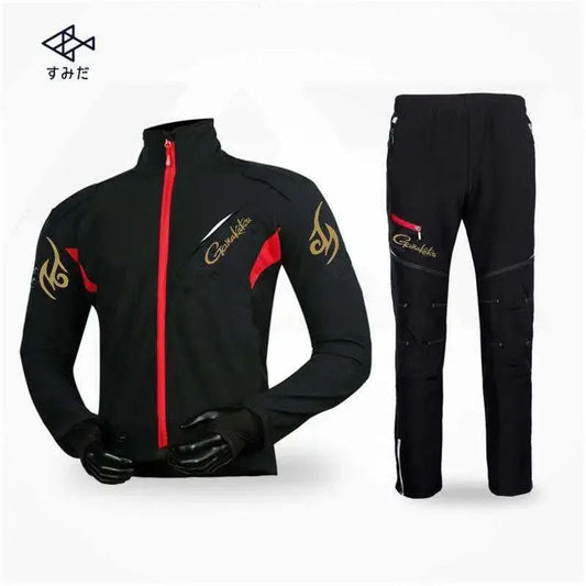 Novo Conjunto de Roupas de Pesca Outono Inverno GM Masculino, Conjunto de Calça e Jaqueta de Pesca Impermeável, Respirável e Quente de Fleece para Montanhismo