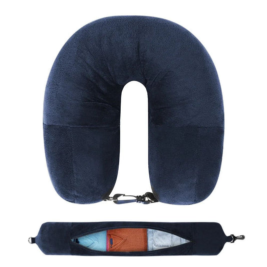 Neck Pillow Travel Pillow Sleeping Pillows Bag with Fillable Cover U Shaped Velvet Pillowcase Storage for Airplane cylinder
