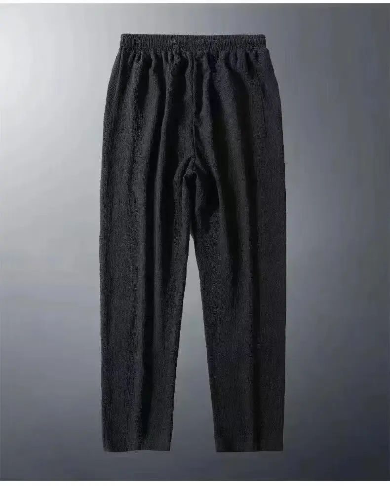 Summer Men's Thin Loose Sports Pants Breathable Casual Sweatpants Comfortable Wide Leg Harlan Nine Points Lightweight Trousers