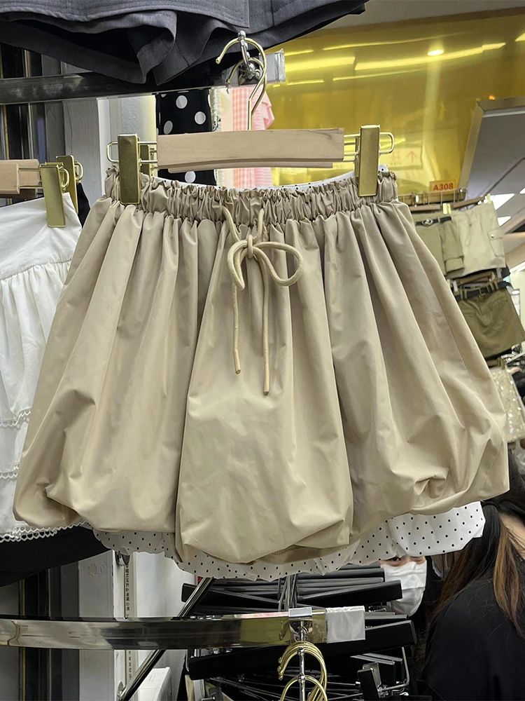 Vintage Sweet Bud Skirt Women A-line Lace-up High Waist Female Mini Skirts Falda
