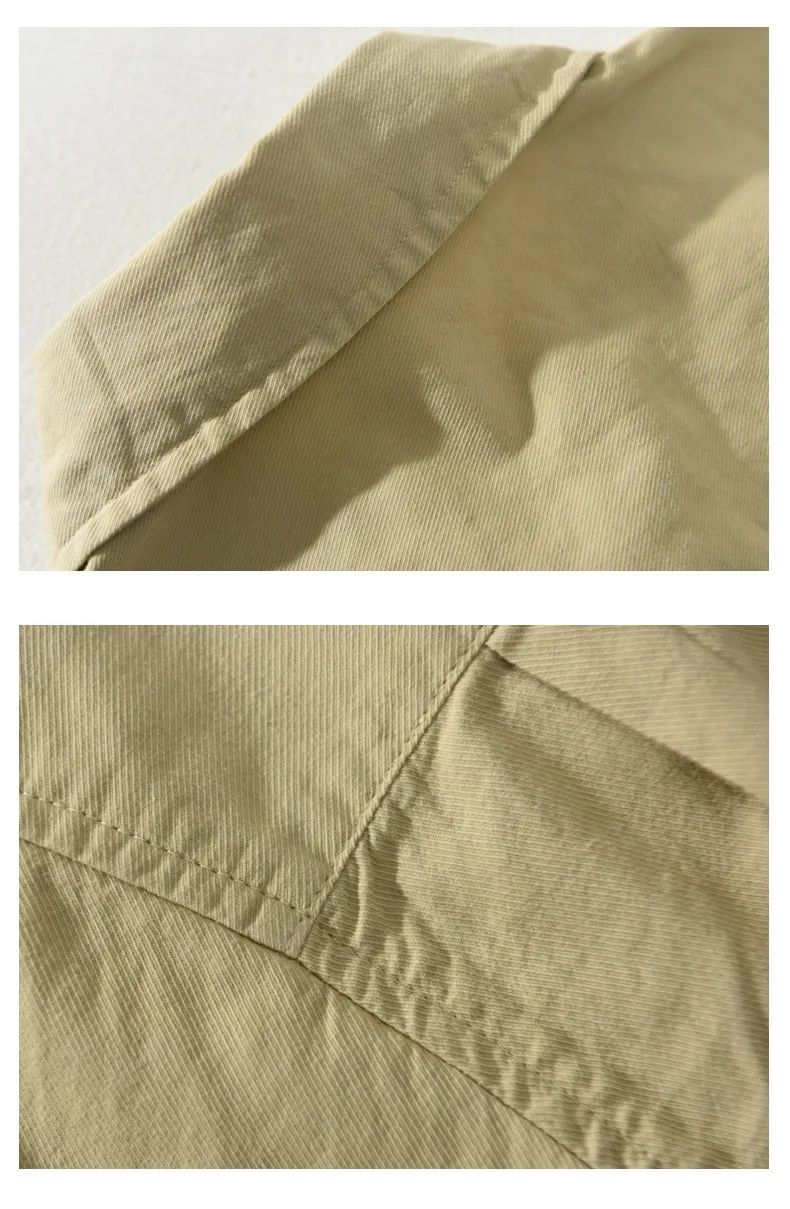 Summer Short Sleeve Cargo Shirt Men Streetwear Men Loose Shirts Casual Pure Cotton Double Pockets Khaki Shirt Fashion Clothing