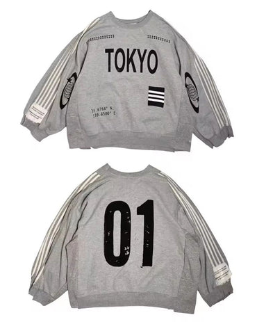 Y2K Harajuku Sume Gothic Klein Stone Embroidery Loose Long Sleeved T Shirt Hip Hop Men Women Stripe Polo Shirt Lapel Neck Shirt