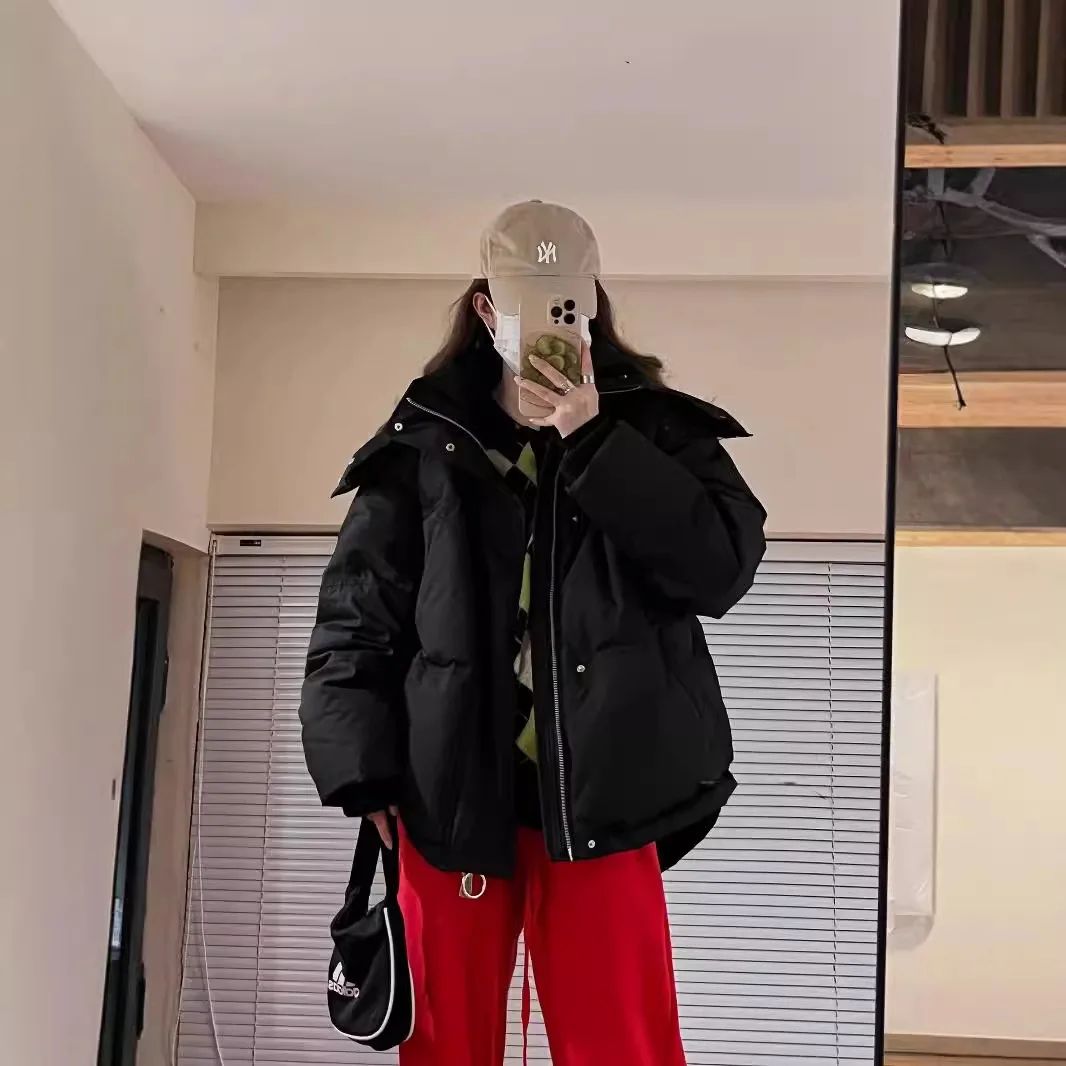 Winter Grey Heart Shaped Short down Cotton Jacket Men Women Couple Bread Style Outerwear Unique Design Sensation Coat