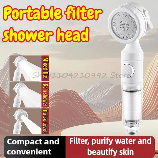 Pressurized Filter Shower Head Water Purifying and Antibacterial Nozzle Portable Shower Head for Traveling Business Trips Hotel