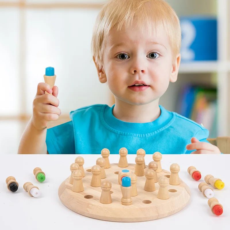 Wooden Memory Match Stick Chess Color Game Board Puzzles Montessori Educational Toy Cognitive Ability Learning Toys For Children