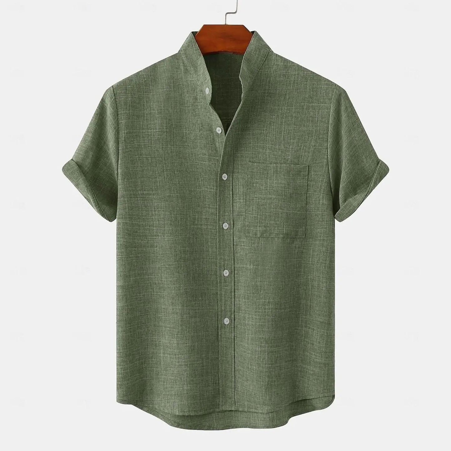 FEGKZLI Men's Fashion Short Sleeve 100% Cotton Linen Shirt Casual Oversized Loose Beach Shirts