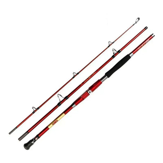 1.8M 2.1M 2.4M Portable 3-Piece Fishing Rod Travel Surf Saltwater Carbon Spinning Rod 30-50lb Boat Jigging Trolling Fishing Rod