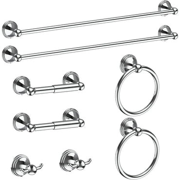 8 Pieces Stainless Steel Bathroom Accessories Set Polished Chrome Towel Bar Towel Ring Hook Rack Wall Mount Hardware