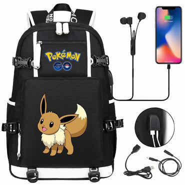 New Eevee Charizard USB Teenagers Schoolbags Women Men Laptop Travel Backpack Girl Boys Kids School Book Bags