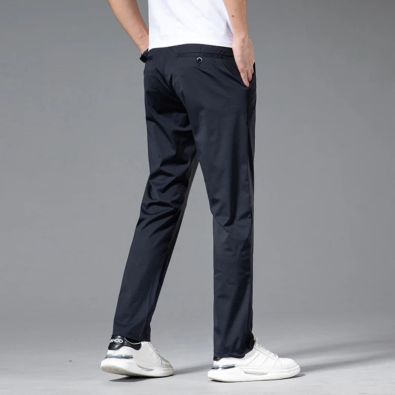 Spring Summer Ultra-thin Casual Pants Men's High Elastic Ice Silk Quick-dry Straight Draped Business Trousers Male Korean
