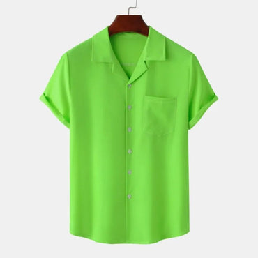 Solid Color Hawaiian Beach men's short-sleeved Tops Comfortable Casual Lapel men's Shirts Summer New men's short-sleeved Shirts