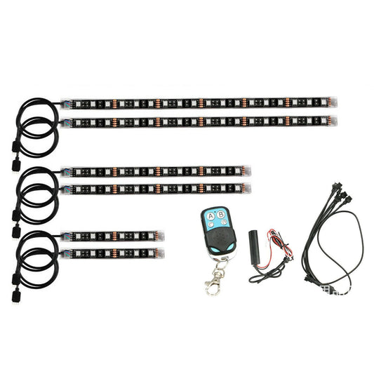 6pcs Motorcycle 18-color LED Neon Strip Light Moto Wireless RGB Remote Control Under Glow Lamp Kit Car Decorative Light Strip