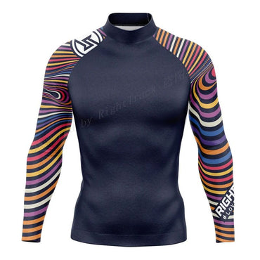 New Men's Surfing Shirt Holiday Party Lycra Rashguard RIGHTTRACK For Surf Sportswear Beach UV Swimwear UPF50 Clothes