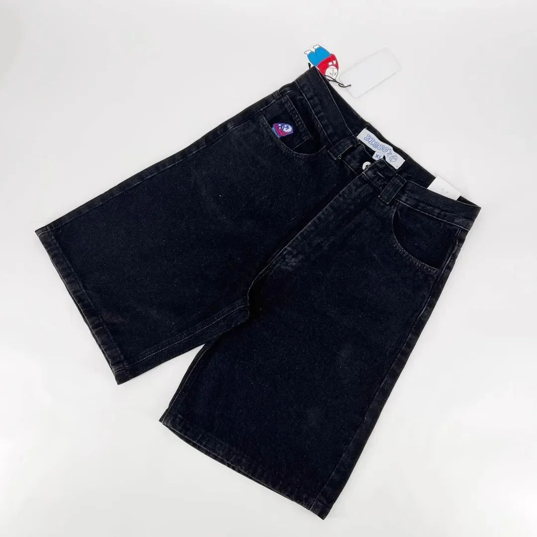 Retro Hip hop Embroidery Graphic Pants Cartoon Streetwear Denim Shorts Y2k Baggy Jorts Harajuku Gym Basketball Shorts Men