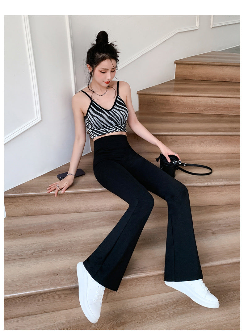 Women Flare Pants Slim High Waist Solid Sexy Shark Flare Pants Fashion Casual St