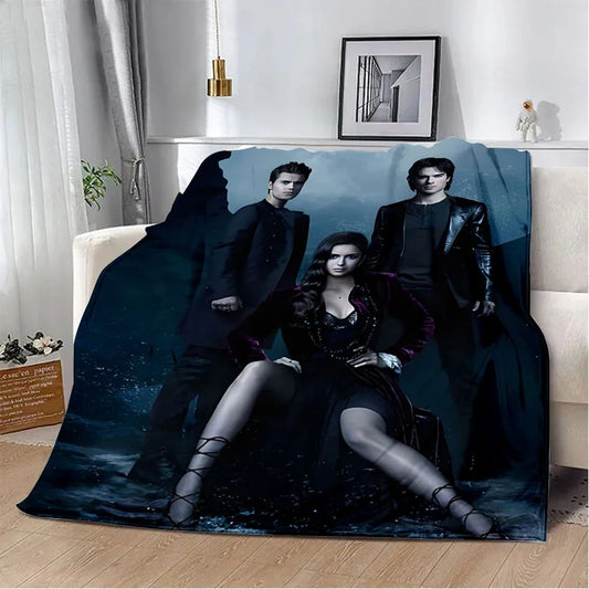 Damon Salvatore The Vampire Diaries Printed Blanket Picnic Blankets Warm Blanket Soft and Comfortable Blanket Home Travel Gift