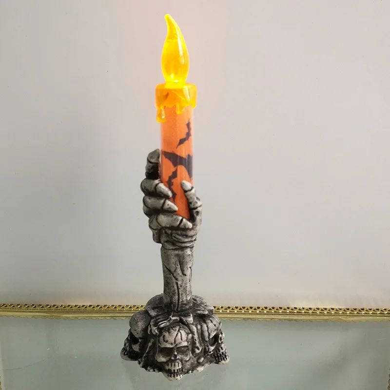 Halloween Decoration Ghost Festival Atmosphere Layout Props Plastic Ghost Hand Skeleton Light LED Luminous Candle Light