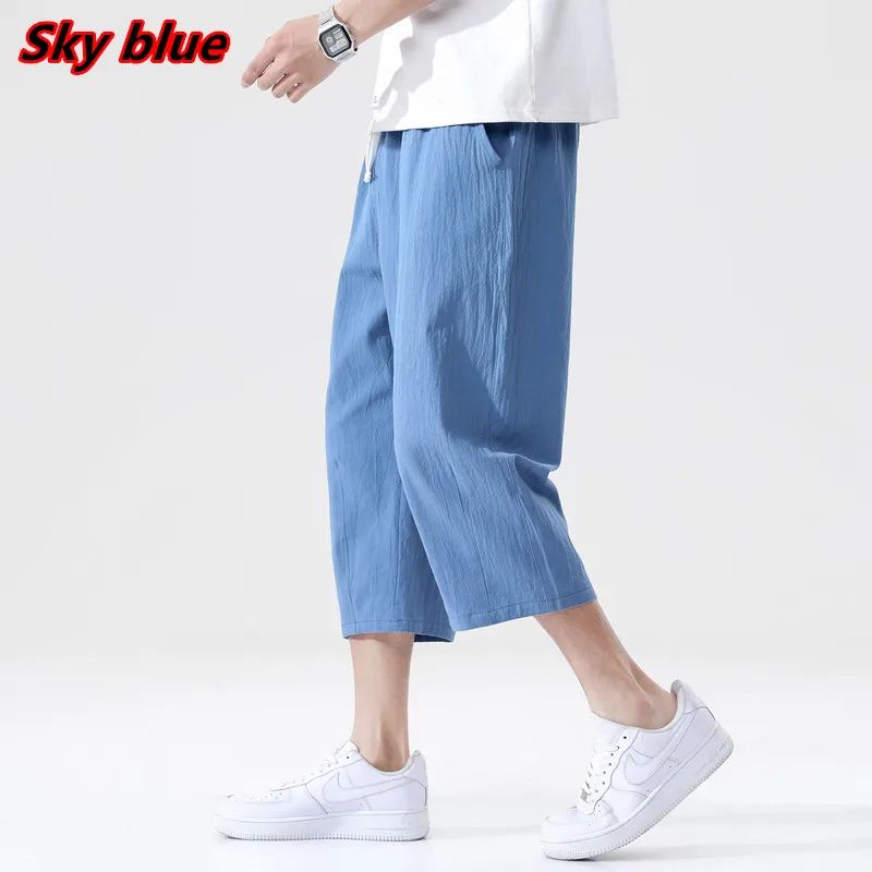 Summer Casual Linen Short Pants New Cotton Straight Mens Lightweight Shorts Large Solid Color Gym Fifth Beach Short Pants