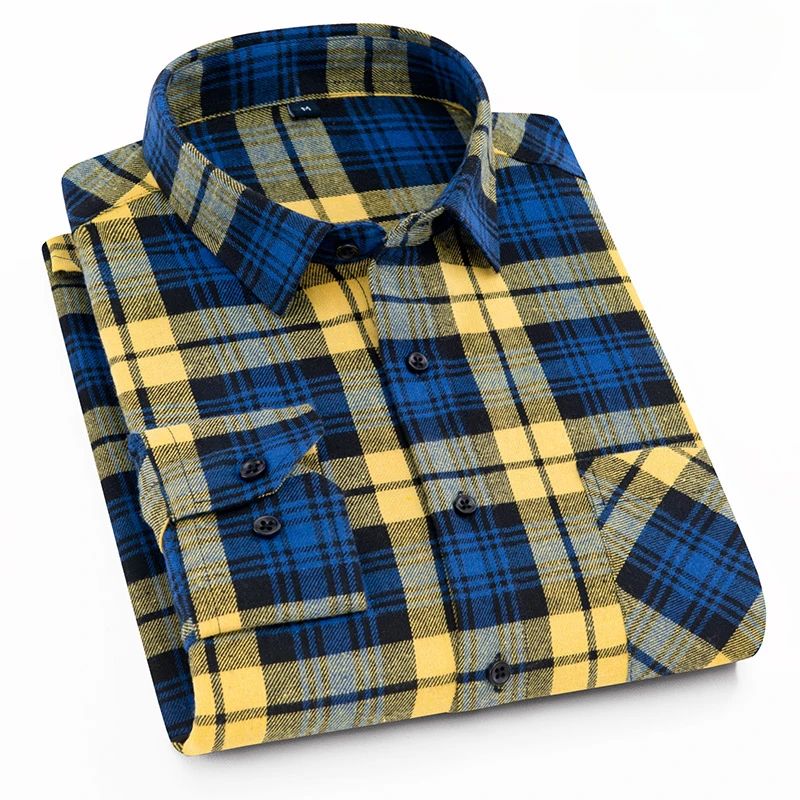New in shirt fashion korean popular 40%cotton long-sleeve shirts for men slim fit plain shirt streetwear Casual plaid clothes