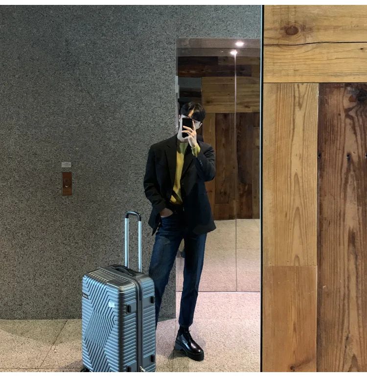 Korean Men's Casual Blazer Western-style Loose-fit Black Single-breasted Jacket Autumn Trendy Dongdaemun Style Clothes
