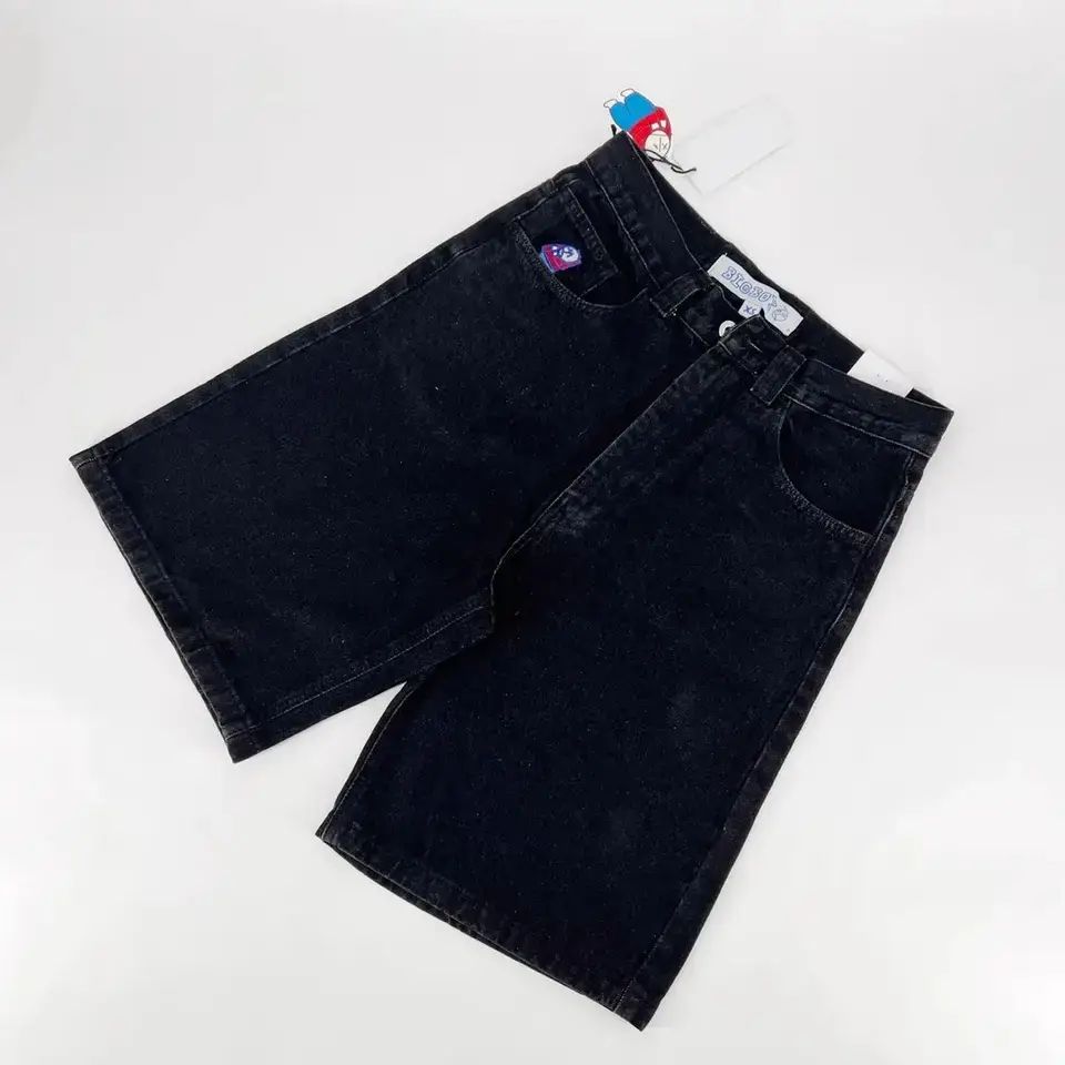 Goth Print Silk Jeans Men Shorts Street Harajuku Hiphop Vintage High Waited Denim Shorts of Men Clothing Casual Loose Pants Mens