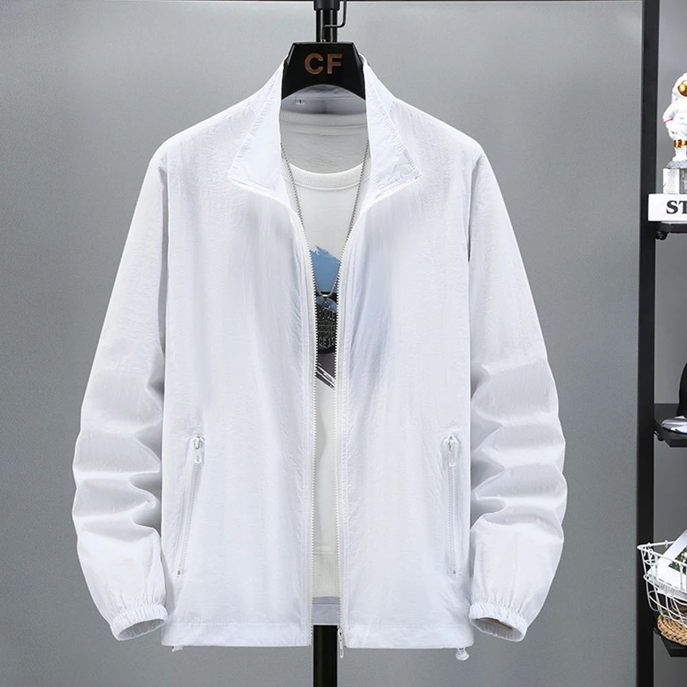 Men Teens Breathable Ultrathin Ultralight Stand Collar Quick Dry Sun-Protective Camping Hiking Jacket Skin Coat Windbreaker