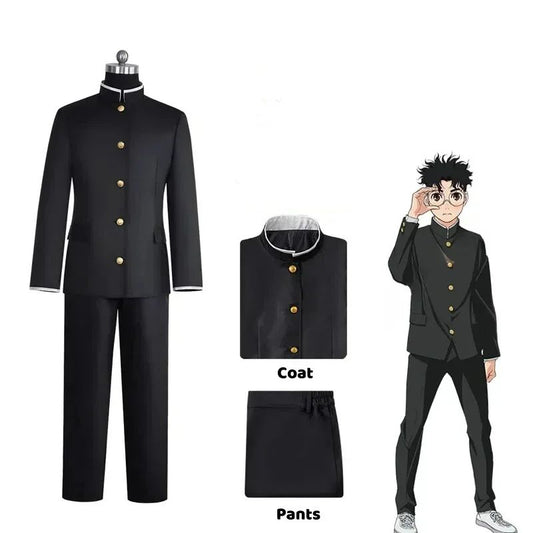 Anime Dandadan Ken Takakura Cosplay Costume Okarun School Uniform Black Jacket Gakuran Outfit Glasses Halloween Unisex Costume