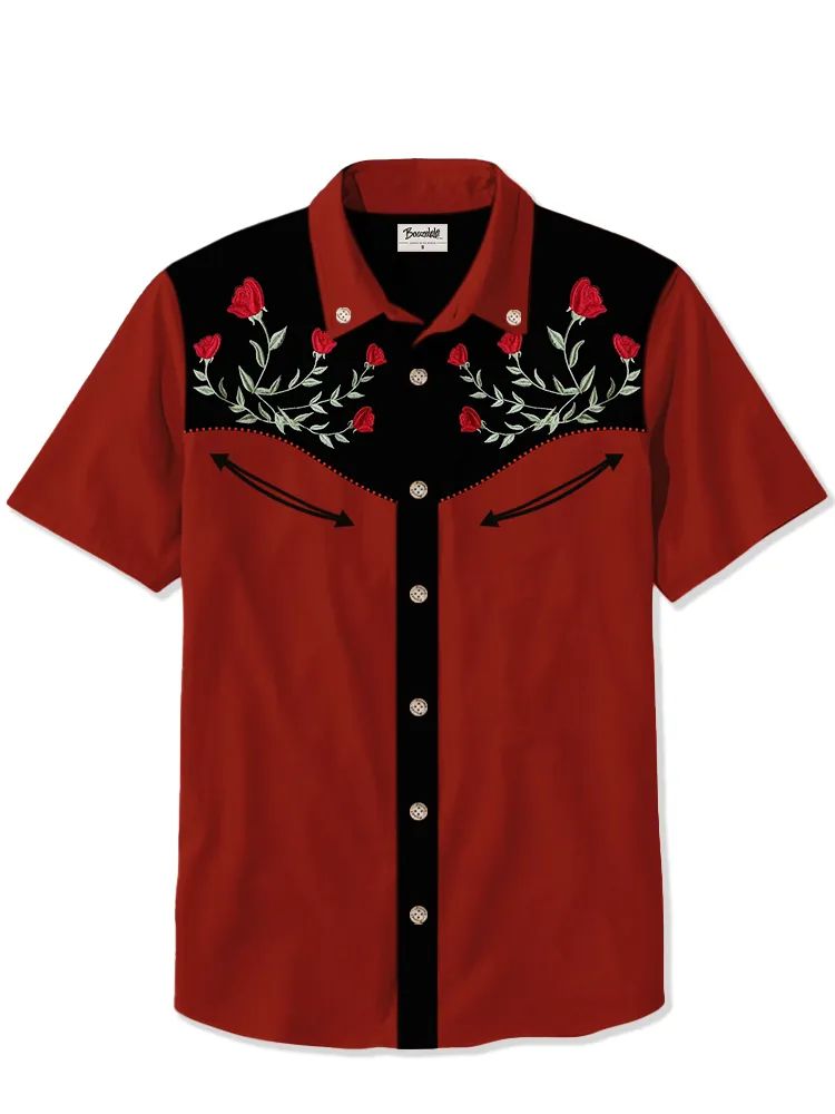 Men's Western Cowboy Style Short Sleeve Shirt Comfortable Breathable Summer Art Button Top Camisas Hawaianas Divertidas