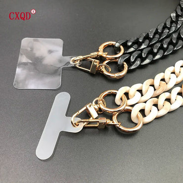 125cm Colorful Bevel Design Phone Lanyard Anti-Lost Acrylic Cell Phone Chain Portable Neck Strap for Outdoor Accessories Gifts
