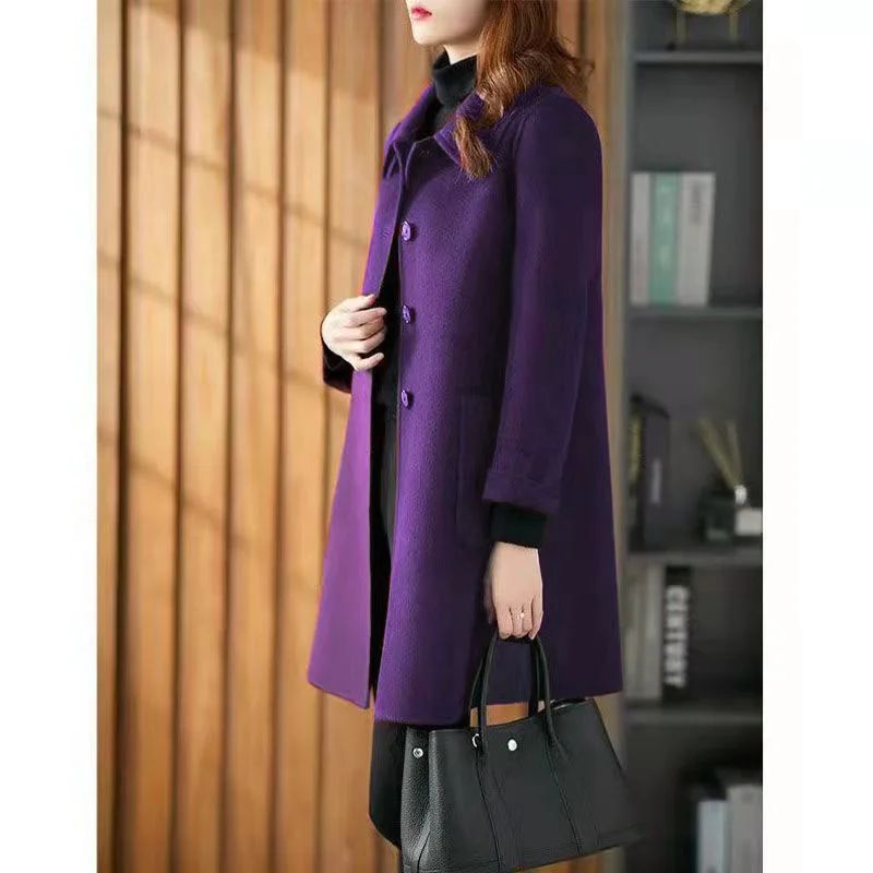 Fashionable Age-Reducing Double-Sided Woolen Coat Medium-Length 2024 Spring New Loose-Fit Slimming Woolen Jacket For Women