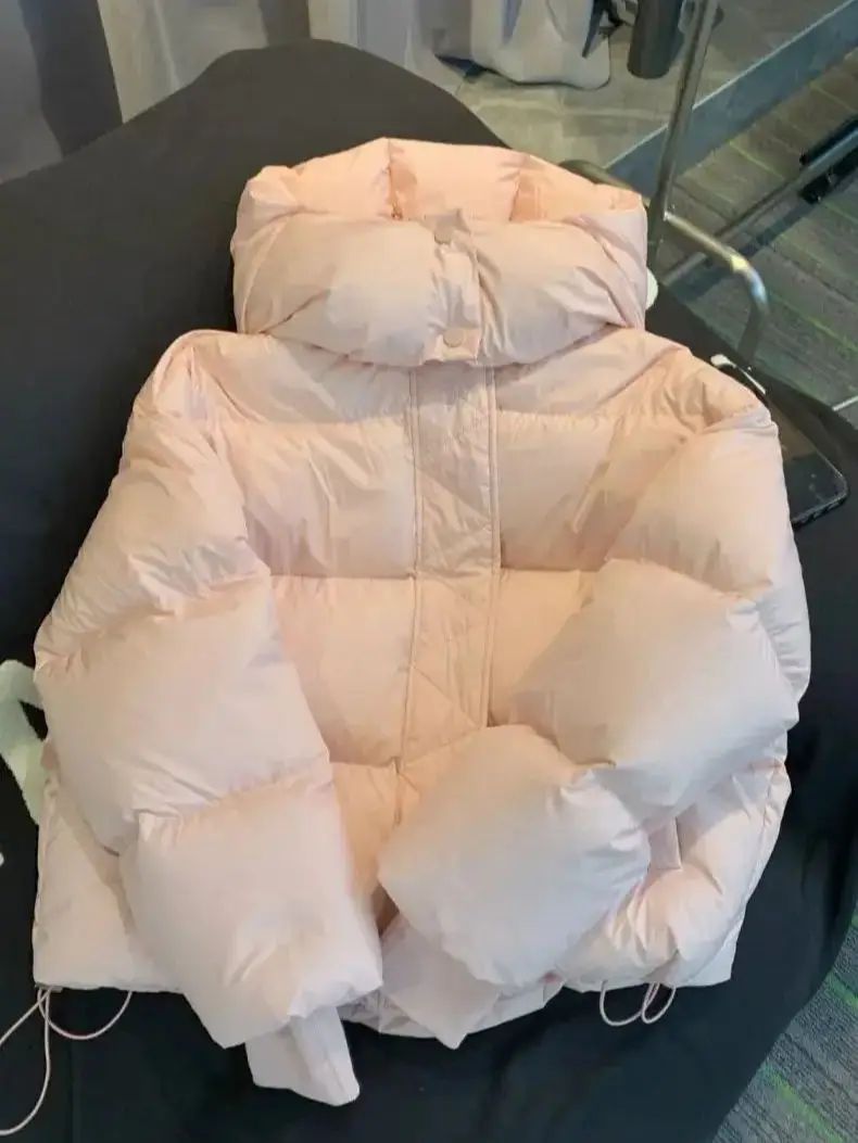 Hooded Cotton Jacket Women 2025 New Thickened Warm Long Sleeved Outwear Winter Korean Loose Solid Color Versatile Short Coat