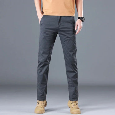 2024 Men's High Quality Pure Cotton Classic Solid Color Casual Pants Business Stretch Cotton Slim Straight Brand Trousers Male