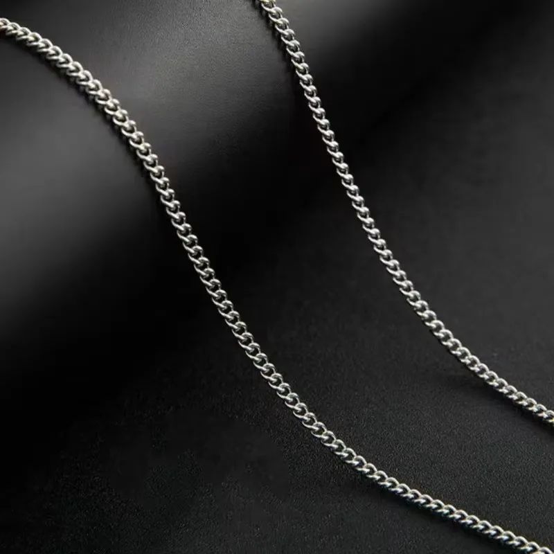 Colar Corrente Cubana Masculina 3mm Colar Simples de Aço Inoxidável Joias de Aço Titânio da Moda Acessórios da Moda Presentes de Festa