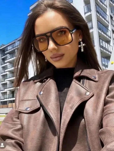 Vintage Classic Brand Designer Double Bridge Square Sunglasses Women For Men Male Luxury Sun Glasses Punk Big Frame Shades UV400