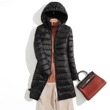 Plus Size 5xl 6xl 7xl Fall Women's Autumn Winter Ultra Lightweight Packable Long Puffer Jacket Female Hooded Korean Slim Coat