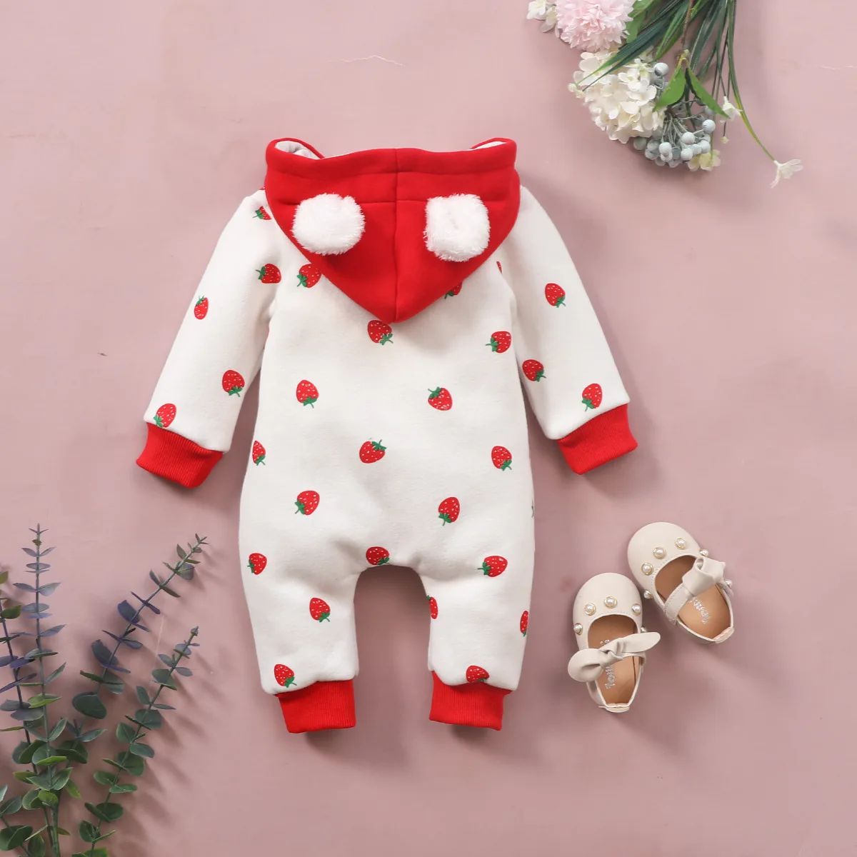 Newborn Baby Romper Love Printed Clothes Hooded Children Girl 0-1 Years Autumn Spring Infant Boy Jumpsuit Outfits 3 6 Months