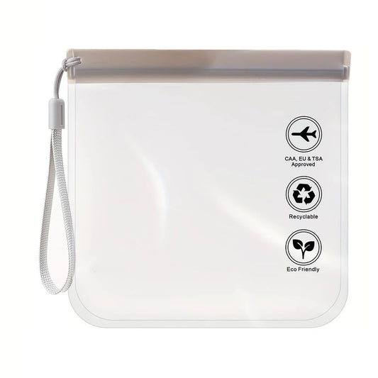 1pc Transparent toilet bag, portable travel essentials, flight makeup liquid leak proof, resealable EVA cosmetic bag