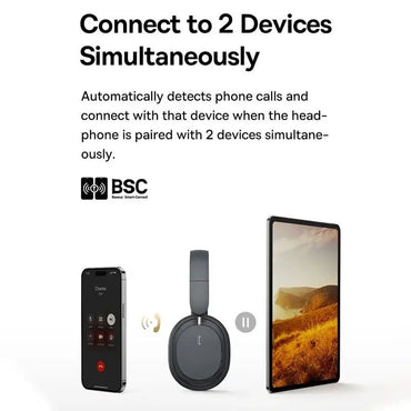 Baseus Bowie D05 Wireless Headphone Bluetooth 5.3 Earphone HIFI Level Headset 40mm Driver Foldable Over Ear Headphone 70H Time