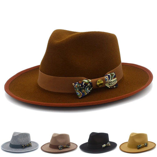 Chapéus Fedora Masculinos e Femininos Boné Casual Vintage Outono Inverno Laço Jazz Design Chapéu de Luxo Britânico Derby ao ar livre Chapéus Trilby