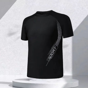 Men Swimsuit O-Neck Short Sleeve Mid-rise Swimming Suit Printing Slim Fit T-shirt Swimming Trucks Set Beachwear