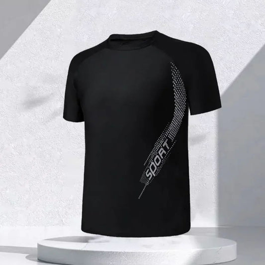 Men Swimsuit O-Neck Short Sleeve Mid-rise Swimming Suit Printing Slim Fit T-shirt Swimming Trucks Set Beachwear