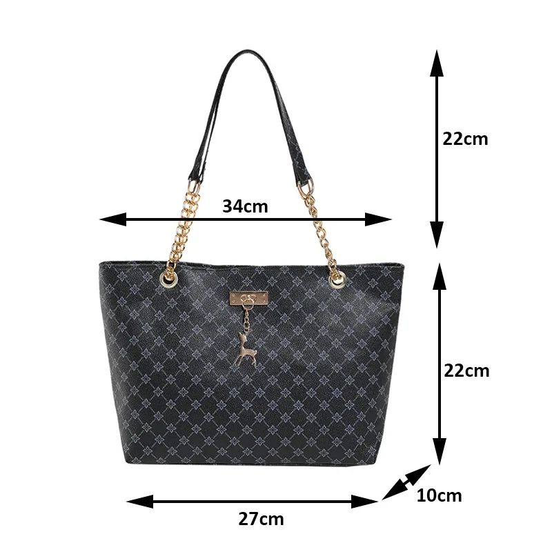 Women Luxury Design New Presbyopic Handbag Large Capacity Handbag Fashion Printing Shoulder Bag Trendy Shopping Bag with pendant