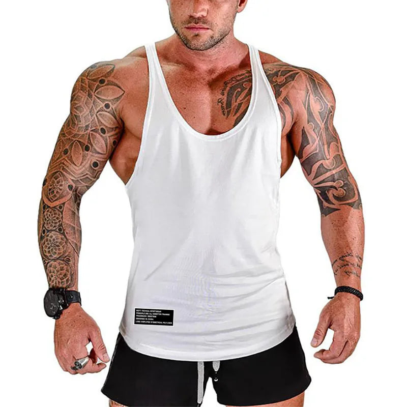 Gym Bodybuilding Fitness Vests Mens Running Sport Cotton Tank Tops Summer Breathable Sleeveless Y Back Suspender Belt Undershirt