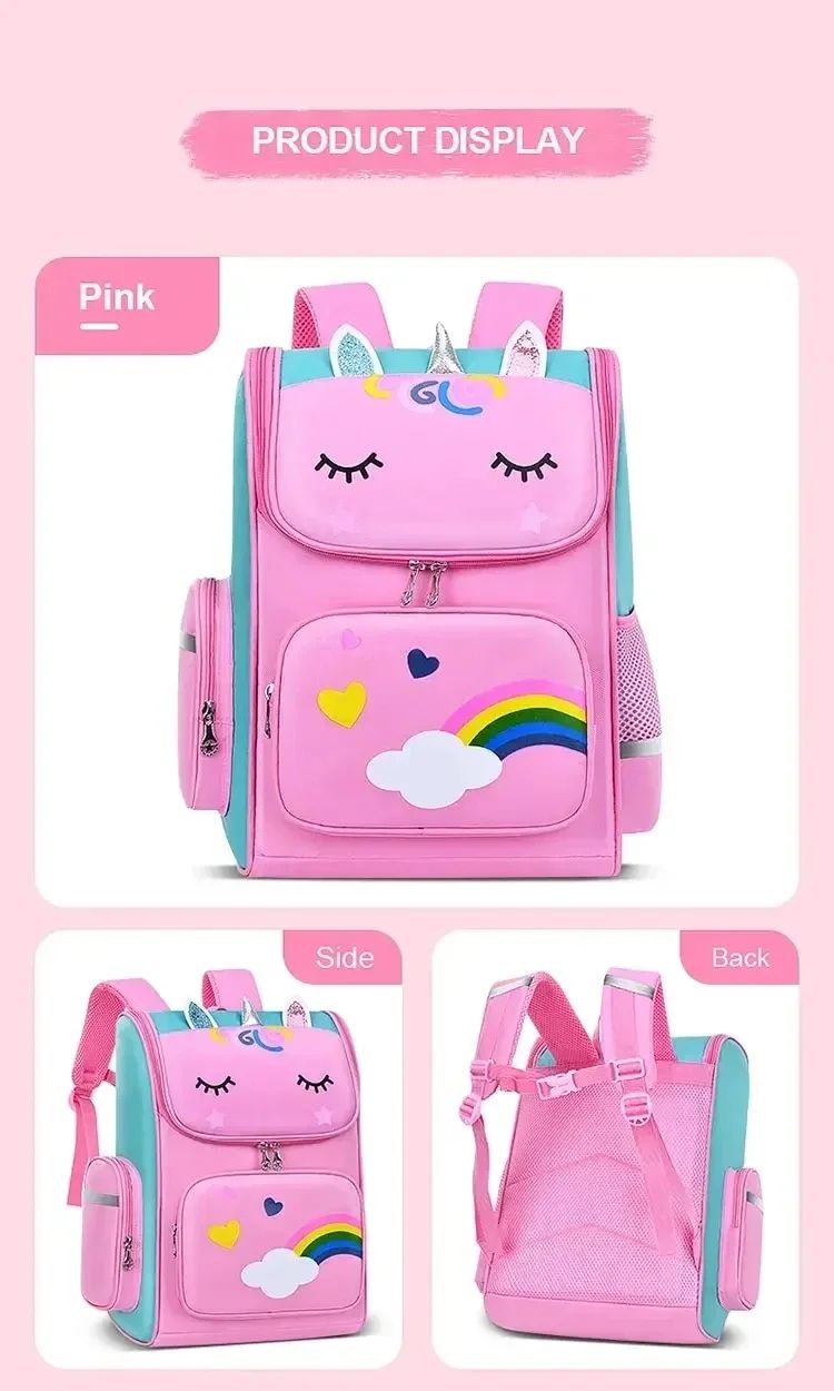 Mochila Escolar Infantil Meninas Ensino Fundamental 1º ao 6º Ano 6-12 Anos de Idade Fofa Leve Impermeável