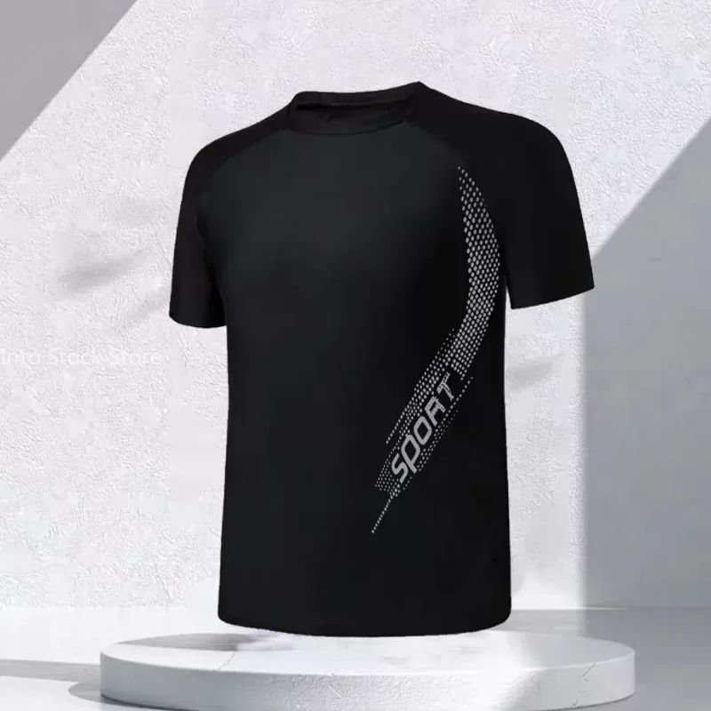 Men Swimsuit O-Neck Short Sleeve Mid-rise Swimming Suit Printing Slim Fit T-shirt Swimming Trucks Set Beachwear